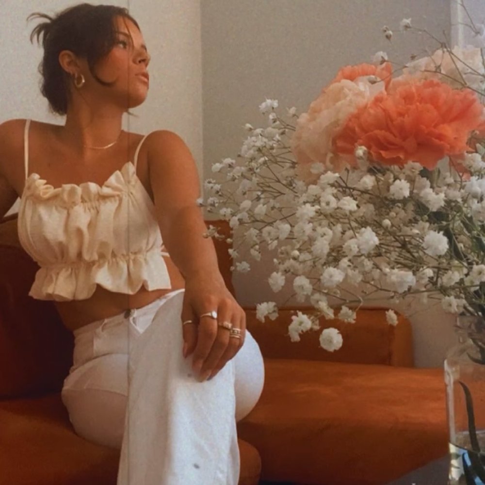 CREAM RUCHED OPEN BACK TOP - Picture 4 of 6